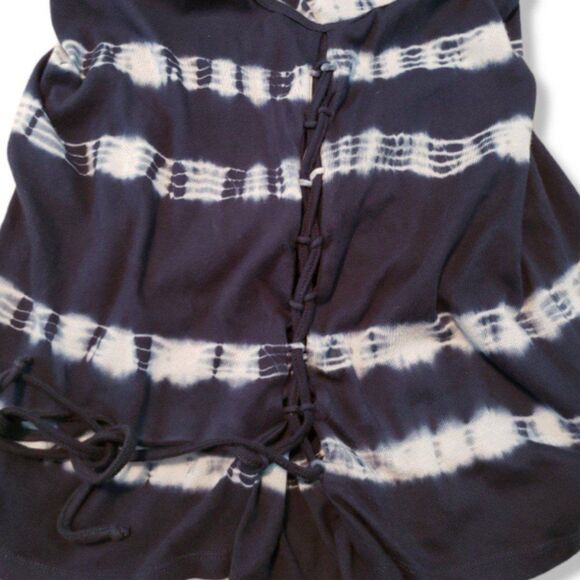 Others Follow Top Size Small Stripe Tye Dyed Tank Top T-Shirt Blue Side Hip Tie - Picture 3 of 5